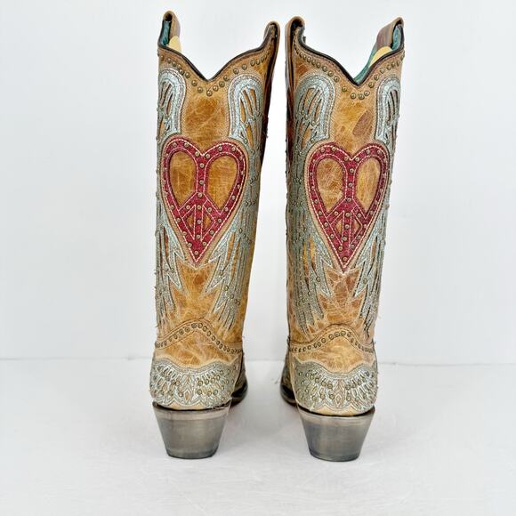 Corral Womens A4235 Western Mid Calf High Boots US 9 M Sand Brown Cowhide GUC - Picture 9 of 14